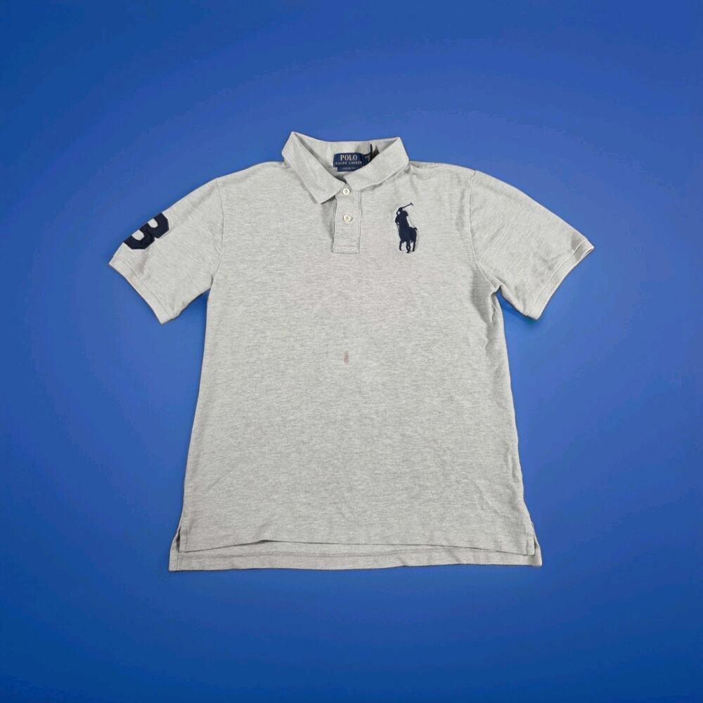 Polo Ralph Lauren Polo Shirt Boys XL 18-20 Gray Big Pony 3 Short Sleeve Cotton